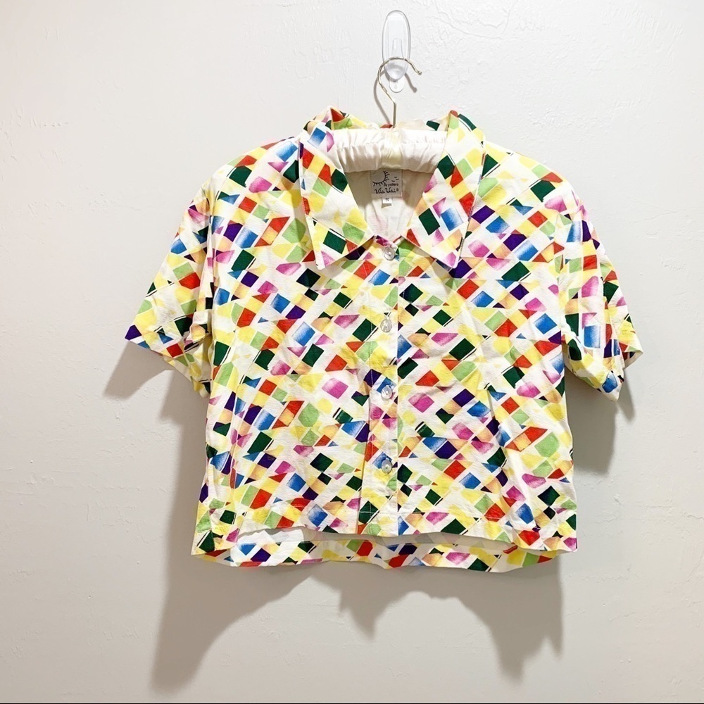 VIA VAI by POLLERO Geometric Print Button Down Top